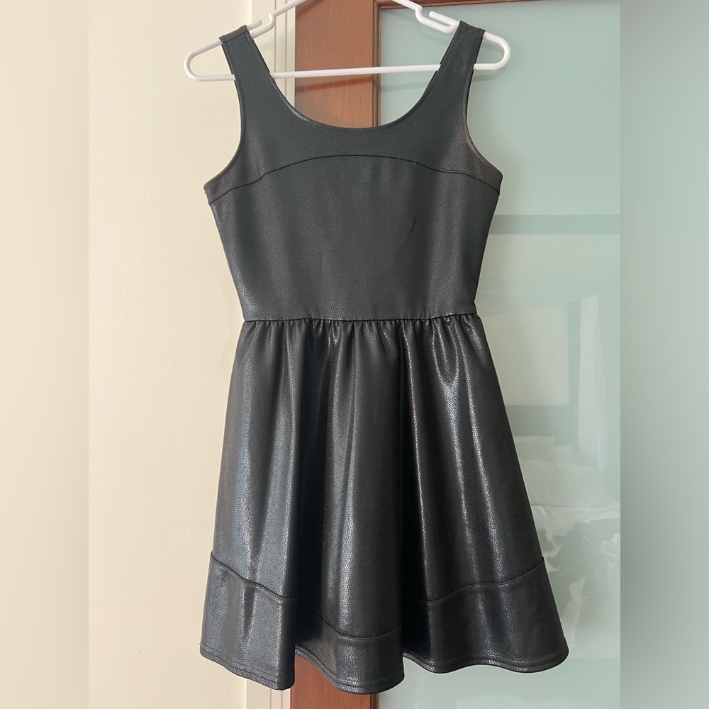 Aqua faux leather dress